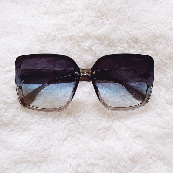 Abby Clear Blue Square Frame Sunglasses - Picture 1 of 10